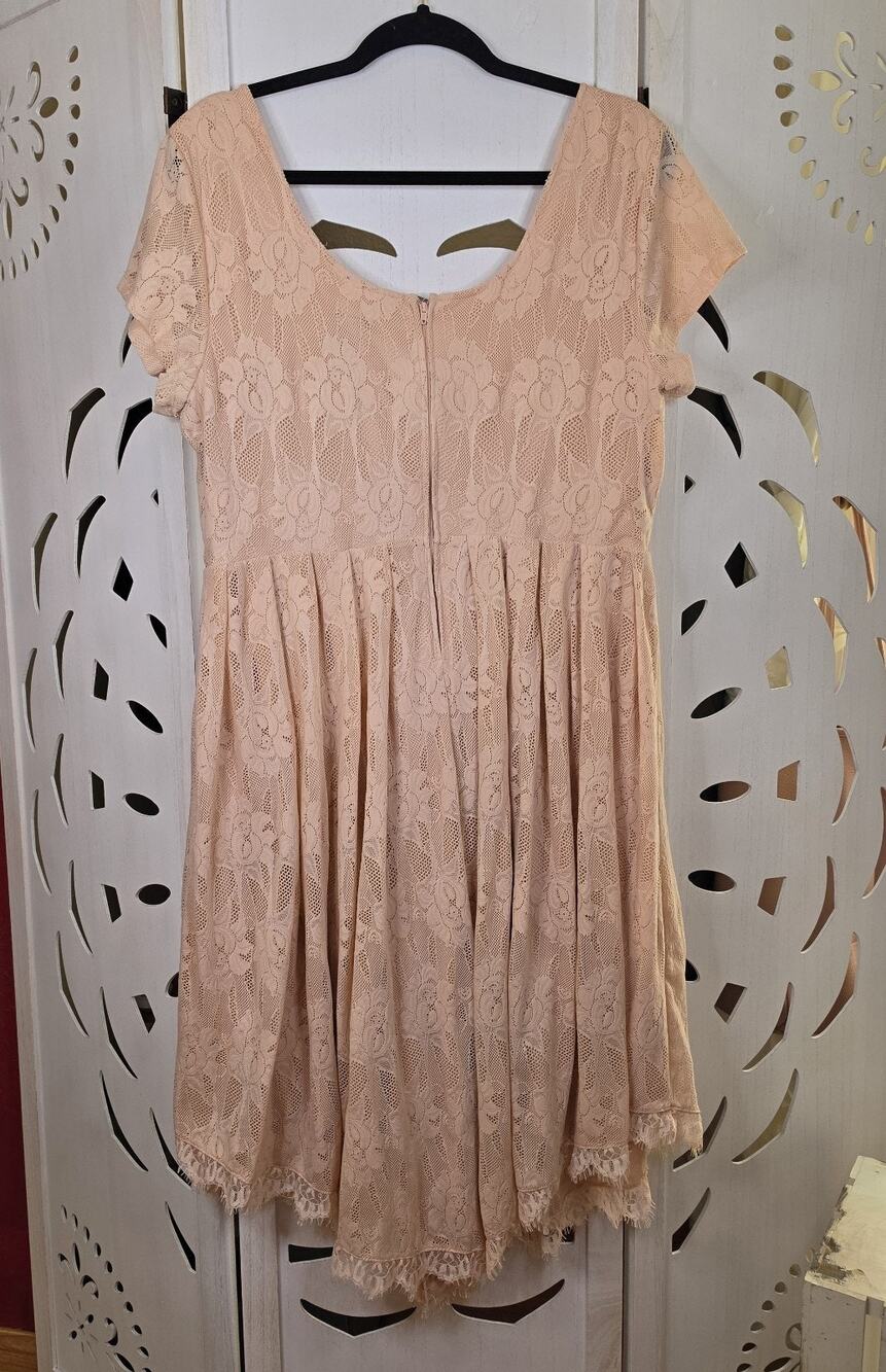 Torrid Lace Short Sleeve Midi Dress Pink Cottage Core Boho Size 16